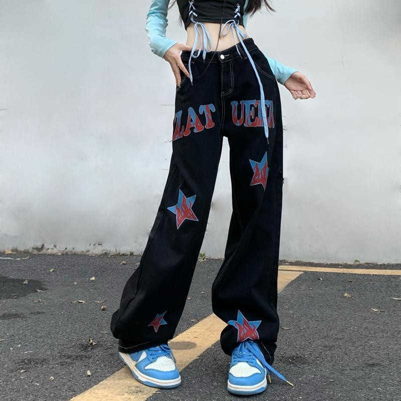 Новые американские печатные джинсы для женского Instagram Trend.