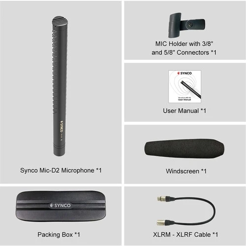 Microphones Synco MicD2 Shotgun Microphone hypercardioid Mic with XLR Connector Professional Video Audio Recording Mic