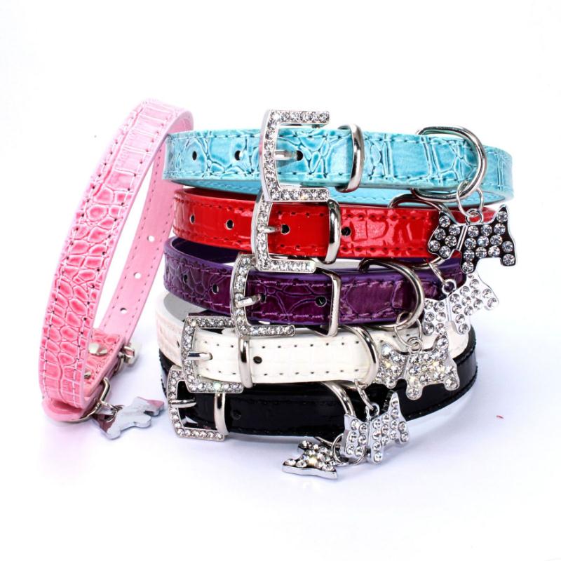 Shiny rhinodiamond pet collar Small and medium-sized accessories dog collar PU imitation leather dog leash cross-border sales