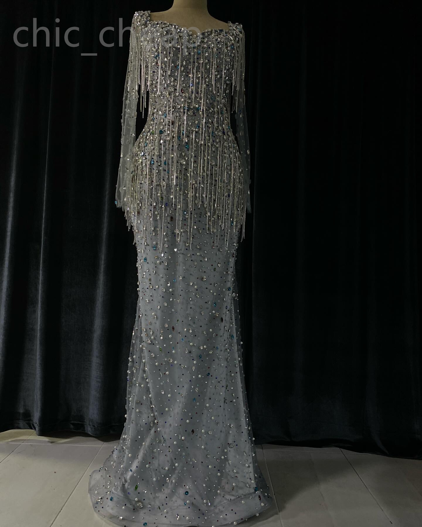 2024 Aso Ebi Luxurious Silver Mermaid Prom Dress Beaded Crystals Evening Formal Party Second Reception 50th Birthday Engagement Gowns Dresses Robe De Soiree ZJ317