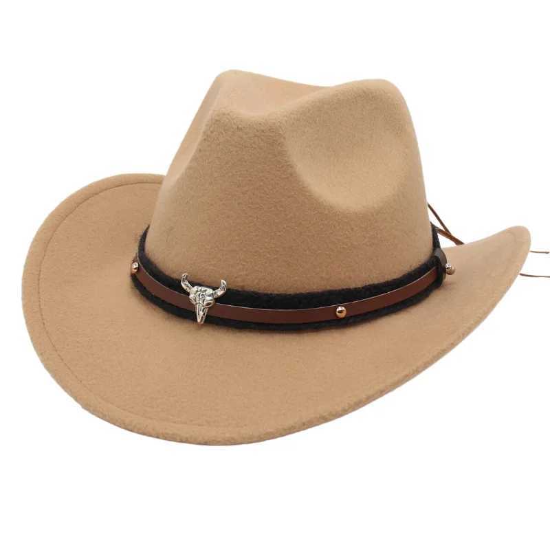 Breda randen hattar hink western cowboy hatt tibetansk stil topp damer roll cowgirl cap jazz fedora kände etnisk för kvinnor män barn q240404