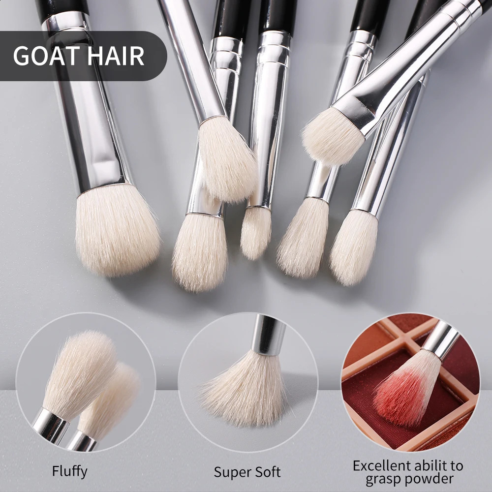 BEILI Black Makeup Brushes Natural Synthetic Hair Eyeshadow Blending Eyeliner Brush Set 240403