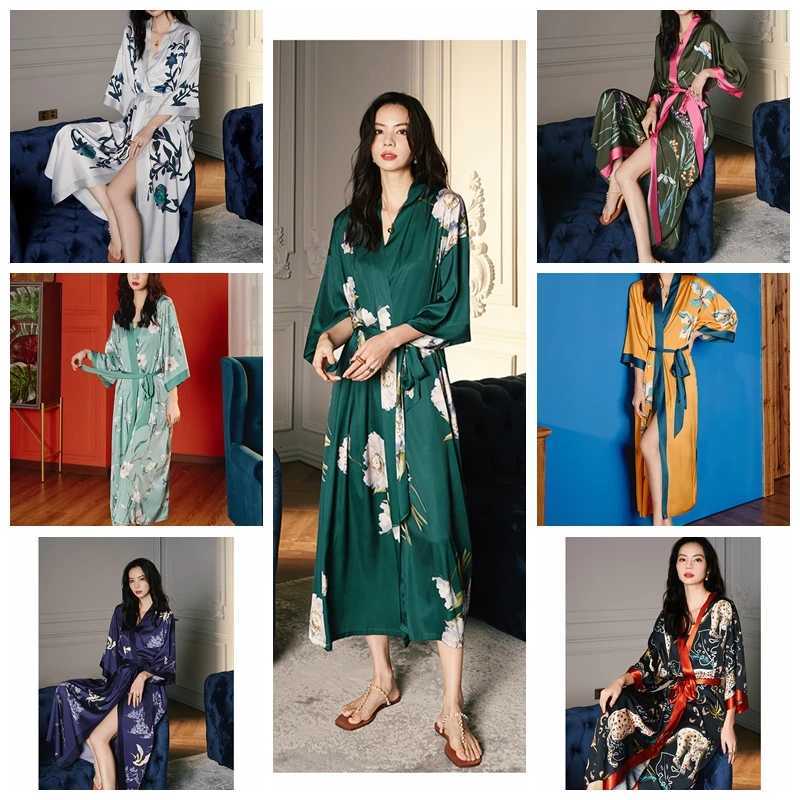 Home Clothing Damen Kimono Sexy Seidenpyjama Badkleider Pyjamas Sommer Freizeitkleider gedruckter Pyjamasl2403