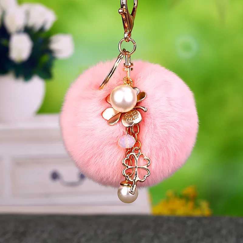 Nyckelringar Lanyards Tygblomma Key Ring Chiffon TASSEL BIL Kedjor Lady Par Bag Ny Fashion Charm Keychain Party Gift K2029 Q240403