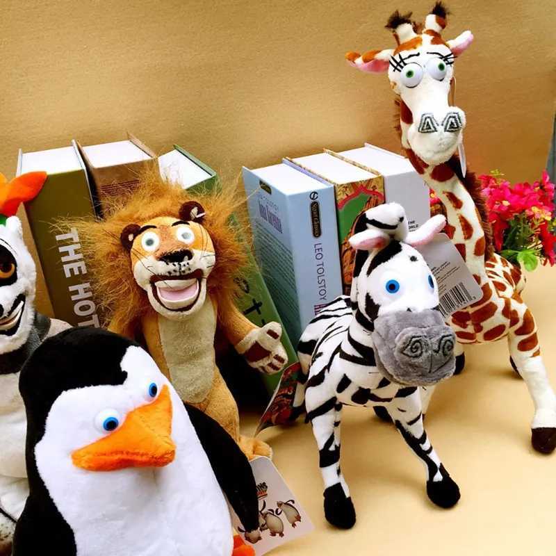 Films TV Toy en peluche / Set Animation Film Madagascar Toys Toys Cartoon Lion Giraffe Penguin Zebra Hippo Lémur Dolls Kids Baby Birthday Gifts 240407