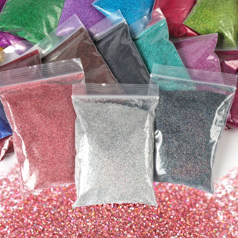 Bits 21 sac * 50g holographiques paillettes à ongles poudre brillant pigments fins brillans colorés ensemble pour les ongles