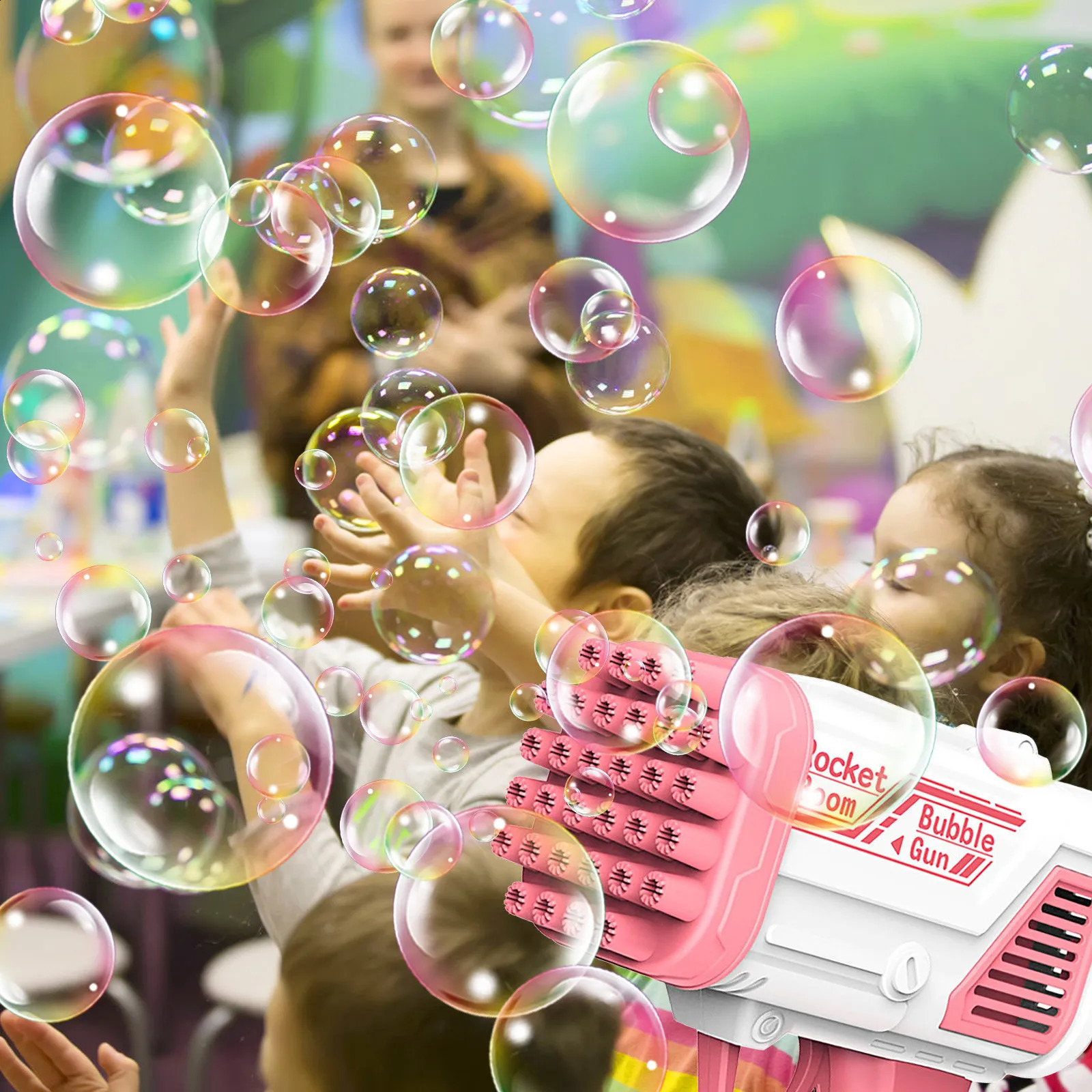 Gatling Bubble Gun 32/29 Hole Bazooka Máquina de bolhas automáticas para crianças Bolhas de sabão de sabão ao ar livre de verão Presentes de aniversário 240329