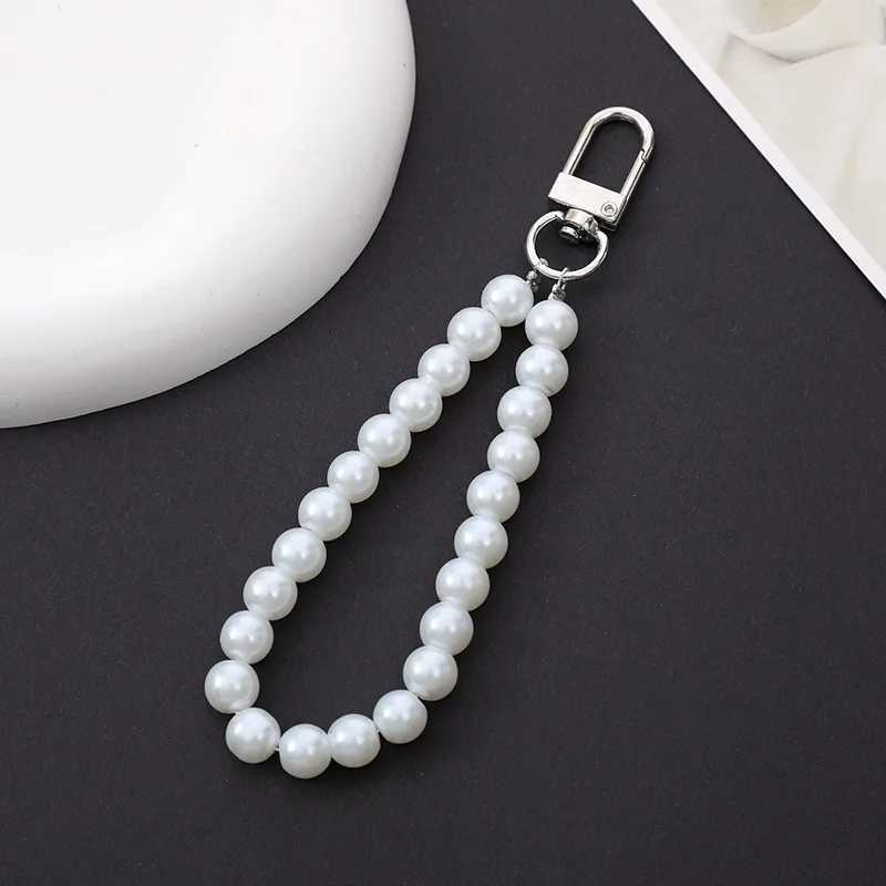 Keychains Lanyards Vintage Pearl Keychain Womens Llavero Bag Backpack Decoration Cadena Lace Strap Charm Q240403