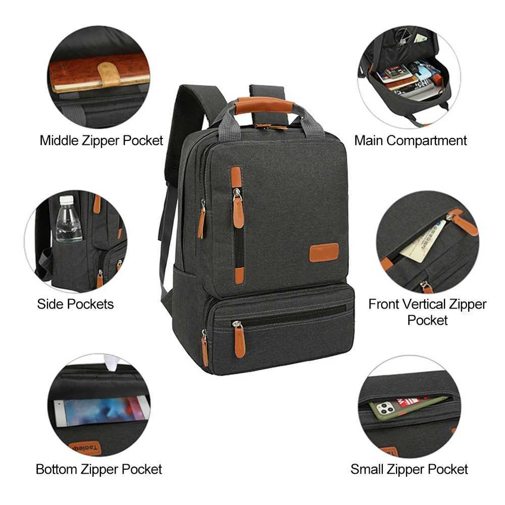 Многофункциональные сумки с 3 частями рюкзак набор женских ноутбуков для плеча на плечах школьной школа, работа, маленький карман, подходящий для 14,5 дюйма YQ240407