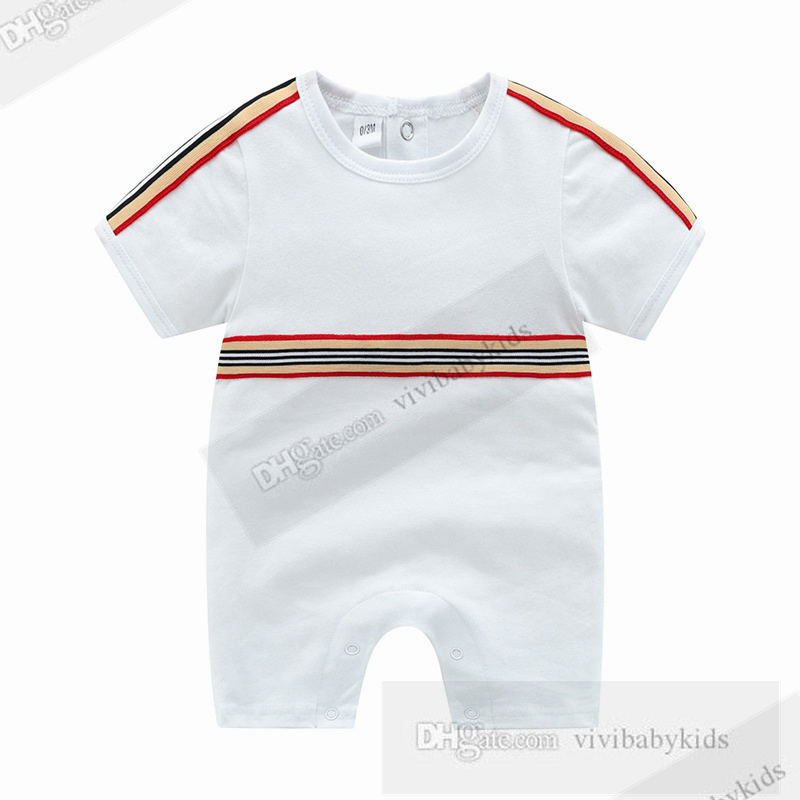 Été nouveau-né les enfants minces de créateurs pour les tout-petits garçons rayons à manches courtes à manches courtes pour les filles en coton de coton vêtements 0-24m Z7559