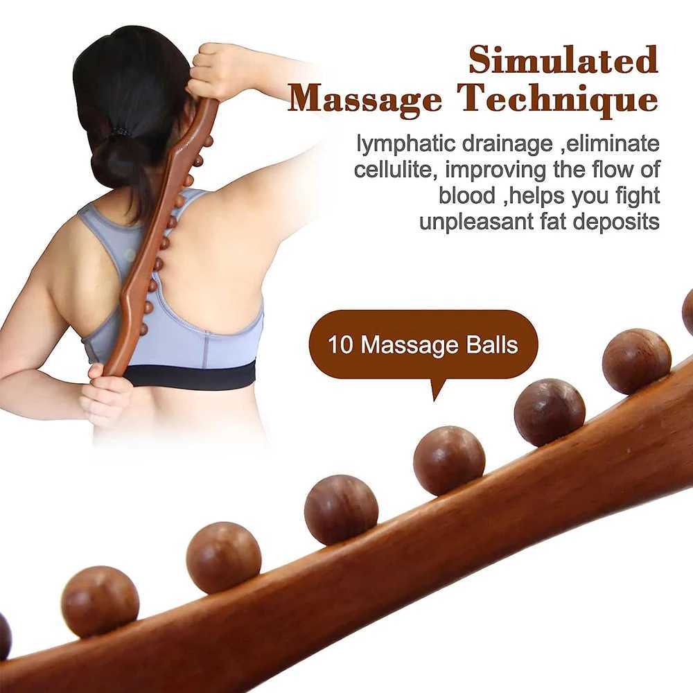 Full Body Massager Wood Therapy Massage Tools Lymphatic Drainage Massager Handheld Massage Stick Wood Therapy Tools for Neck and Back Pain 240407