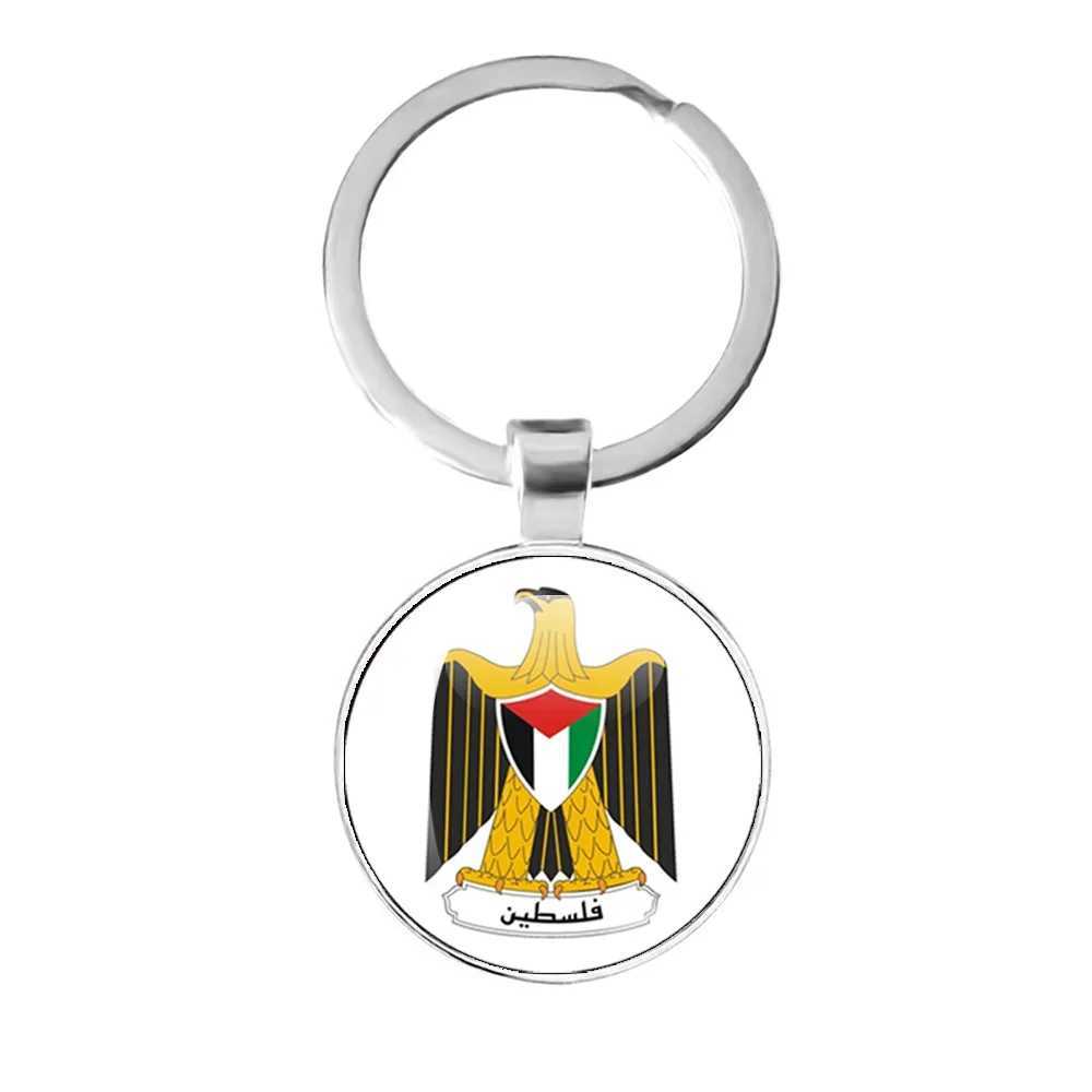 Kekandains Lonyards Modèle d'art personnalisé Emblème Palestinien Emblem 25 mm Verre Capocan Keychain Course Bijoux pour femmes Q240403