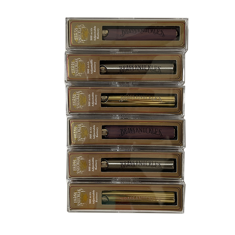 Pré-aquecimento 510 Thread Brass Knuckless Bateria 900 mAh Variável Variável Vape Cart Bateria com USB-C Kits de caneta de vaporizador USB-C Caixa de bateria Authentic 100%