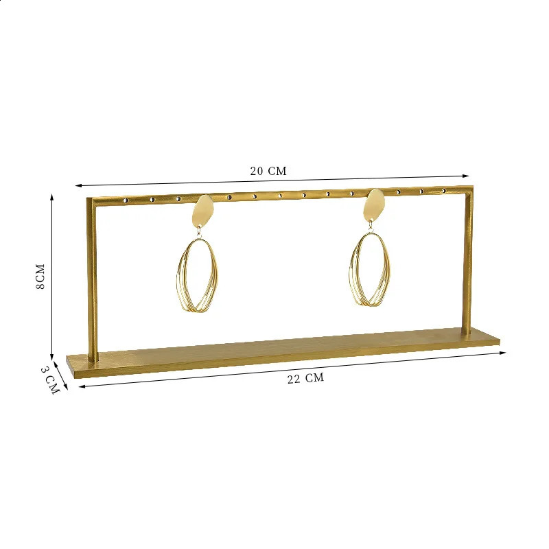 Jóias Exibir portador Ear Stand Stand Metal Creative Golden Shape Brincos de pulseira Shelf240327