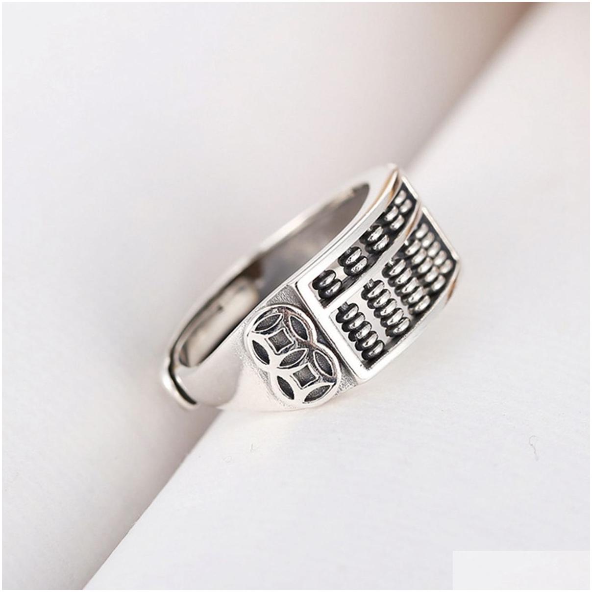 Band Rings Chinese Style Ruyi Amass Fortune Abacus Personality Sempoa Cincin Retro Finger Ring Birthday Gift Drop Delivery Jewe Dhf3s