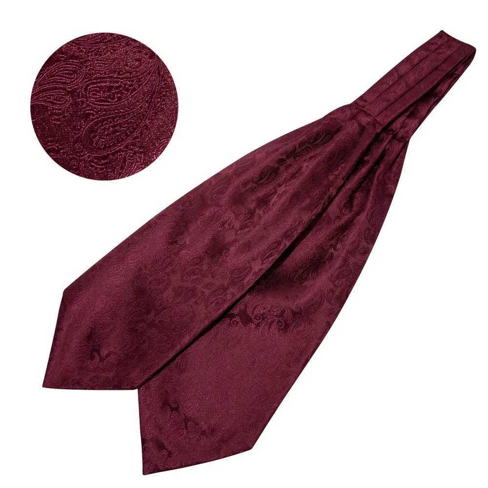 Nekbladen bruiloft rode paisley zijden cravat stropdas voor mannen voortreffelijke jacquard hoge kwaliteit ascoat kerchief manchetjes cufflinks schenken barry.wang 0001 240407