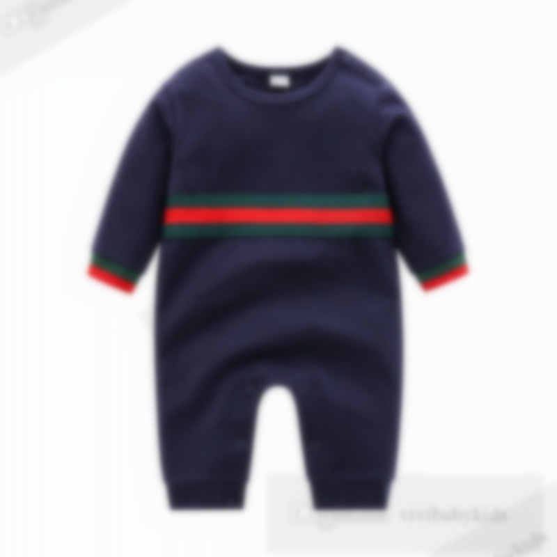Designer Newborn kids stripe rompers toddler boys girls round collar long sleeve jumpsuits spring baby cotton soft climb clothing Z7537