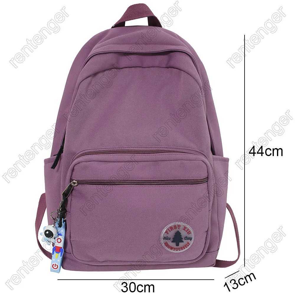 Multifunctionele tassen Girls Solid Color Fashion School Bag Academy Studenten Dames Backpack Travel Laptop Cute Green Nieuw YQ240407