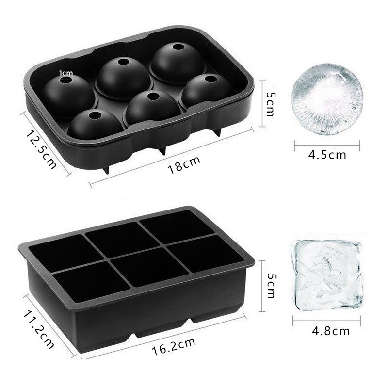 Большой ледяной производитель кубика Силиконовая плесень 6 Cell Big Sphere Ice Ball Cube Cube Cube Whisky Wiske Cocktail Accessories Accessories Barware