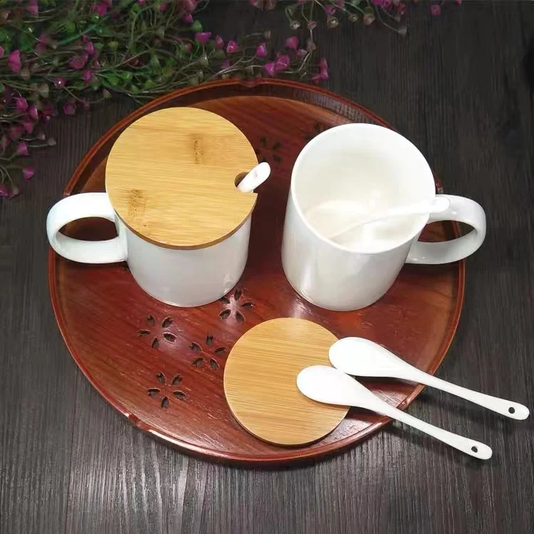 wooden lid 11 15 oz custom personalized blanks low moq ceramic stoare porcelain coffee sublimation mugs with spoon 240407