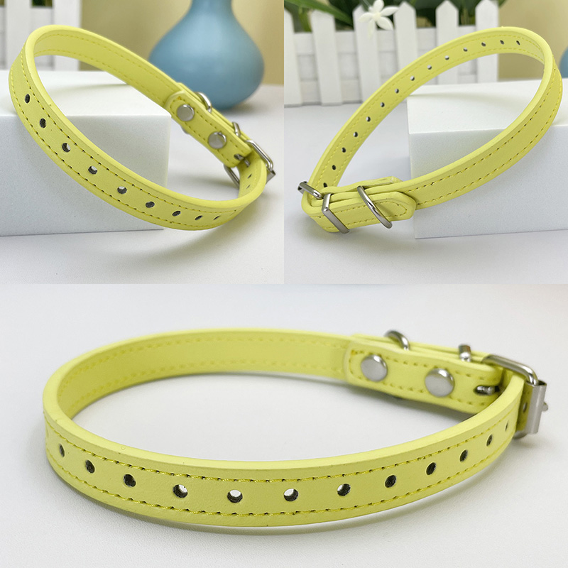 Fashion PU Leather Dog Collar Universal Size Plain Color Cat Collar Puppy Collar for Small Dogs Cats