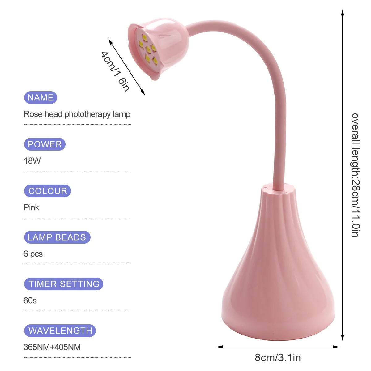 ドレスLEDネイルランプ360°回転可能なグースネックネイル硬化光のハンドフリーマニキュアドライヤーハインミニロータスUSB充電式