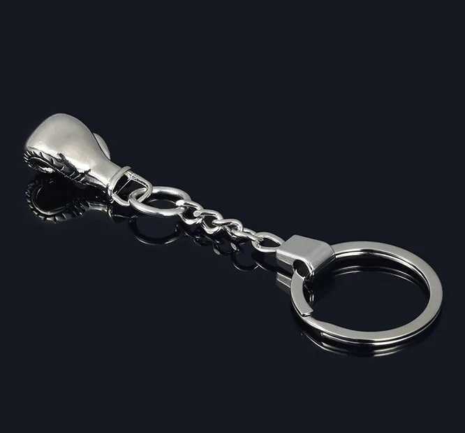 Keychains Bedanyards Hot Cool Metal Keychain Boxing Glove Key Chain Chain Ring Silver Color Homem Man Women Gift Jóias Atacado 17171 Q240403