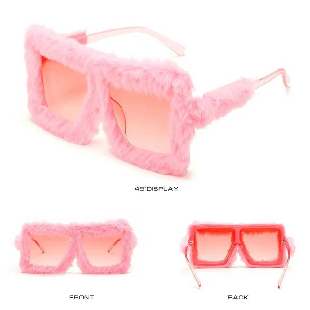 Okulary przeciwsłoneczne miękkie futra aksamitne damskie okulary przeciwsłoneczne modne gradient kwadratowe okulary przeciwsłoneczne kobiet seksowne okręgi słoneczne UV400L2404