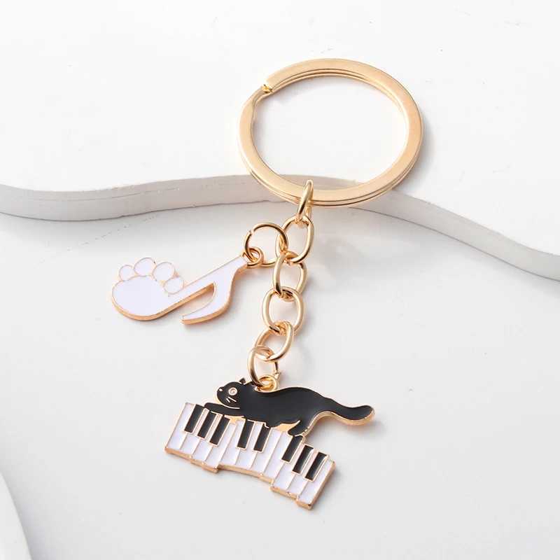 Keychains Bedanyards Cute Gato Black Cat Música NOTA PIANO PET PET RINGS PARA MÍRIES MENINAS MUSICION FIGA