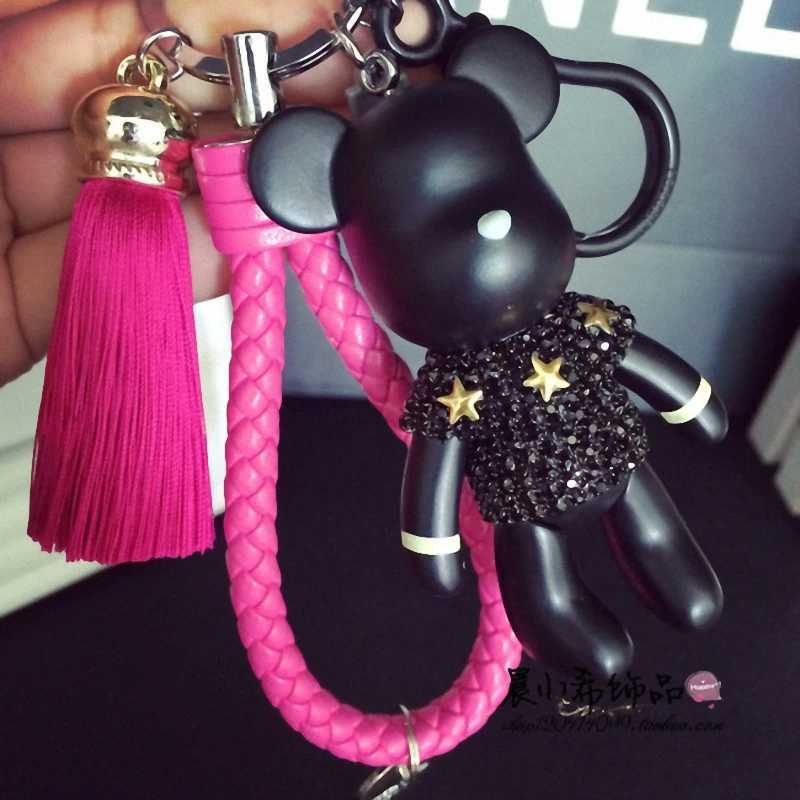 Keychains Lanyards 2021 Fashion Bomgom Tassels Cartoon Popobe Luminous Bär Keychain niedliche Tasche Charm Stand Harz Q240403