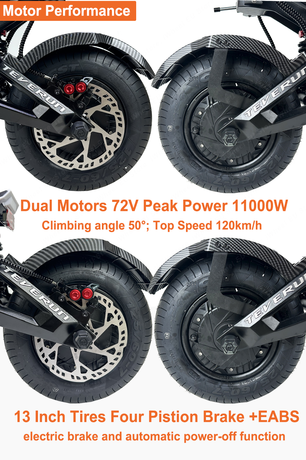 Newest TEVERUN Fighter Supreme 7260R Electric scooter Add PKE Function 72V 60Ah Battery 10000W Peak Power Motor Speed 110km/h APP Version Smart BMS