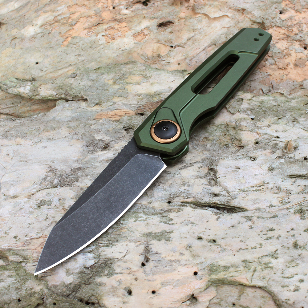 Tunafire GT-K7550 Black Green Aviation Aluminium Handle Outdoor Camping pliing couteau CPM 154 lame