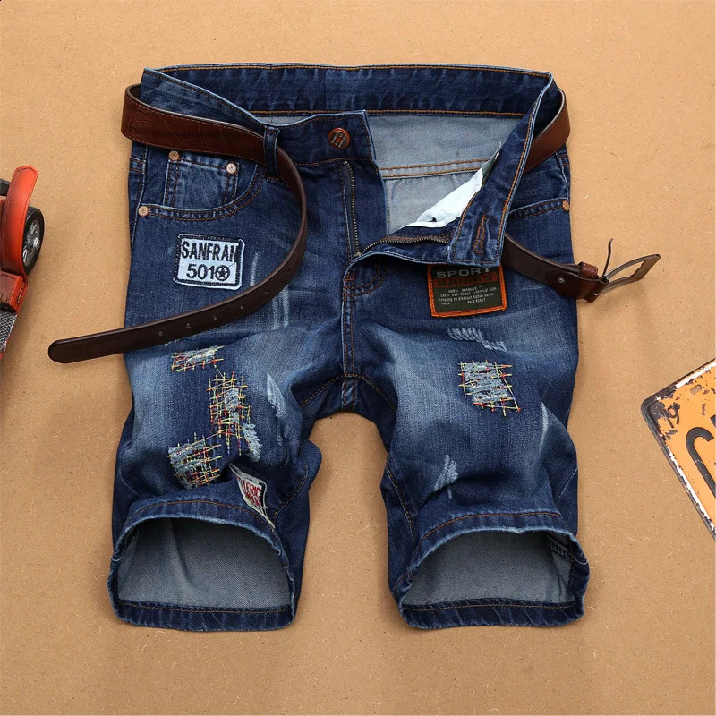 Moda masculino rasgado jeans curtos Roupas de marca Bermuda verão 90% algodão shorts de jeans respiráveis shorts masculino 28-38 240327