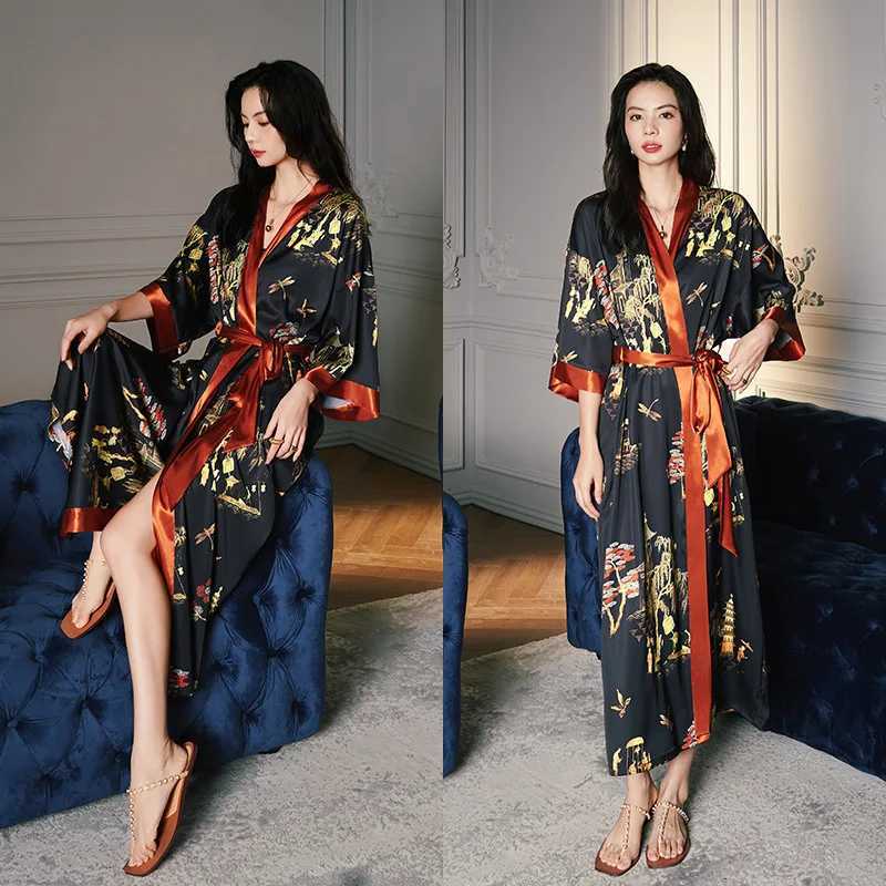 Home Clothing Damen Kimono Sexy Seidenpyjama Badkleider Pyjamas Sommer Freizeitkleider gedruckter Pyjamasl2403