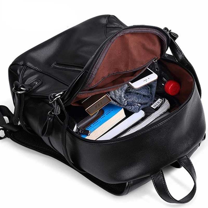 Sacs multifonctionnelles Backpack pour hommes USB USB Sac de voyage en cuir PU à mode PU de loisir YQ240407