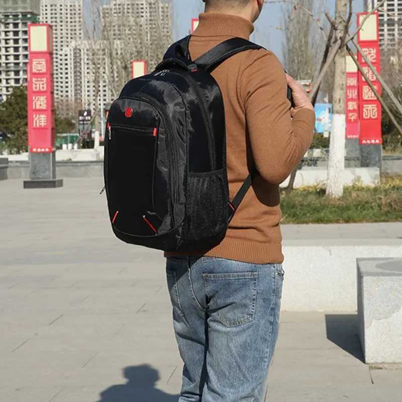 Multi-function Bags Large capacity student backpack leisure solid color material Oxford mens new multifunctional simple bag yq240407