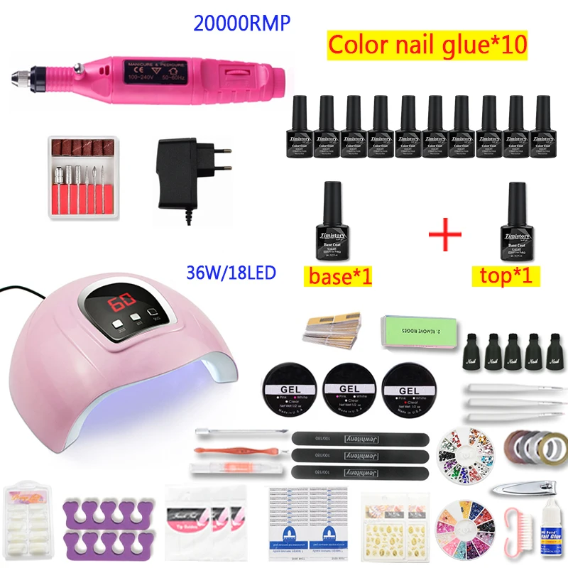 Mouldings Manicure Nail Set Color Gel Varnish Nail Polish Electric Nail Drill Manicure and Uv Led Nail Dryer Sets Nail Art Tools