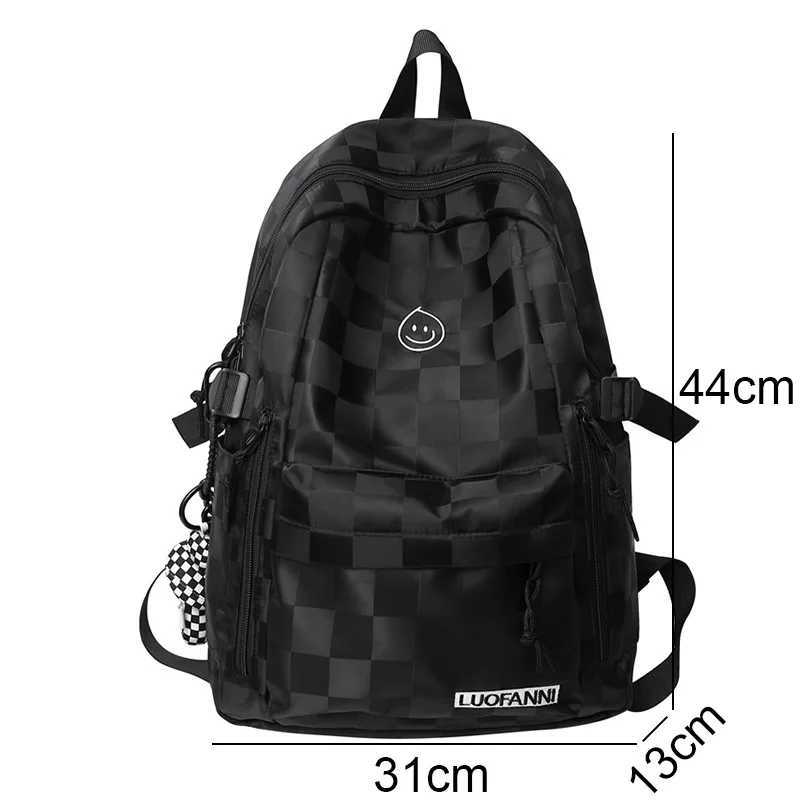 Multi-function Bags Womens Plaid Leisure School Bag Girls Travel Laptop Student Backpack Youth Nylon Academy Fashionable yq240407