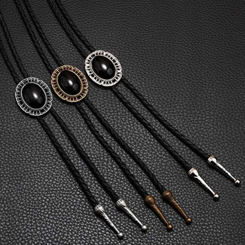 Bolo Ties Western Cowboy Bolo Necktie with Decor Vintage Style Tie for Men Dropship 240407