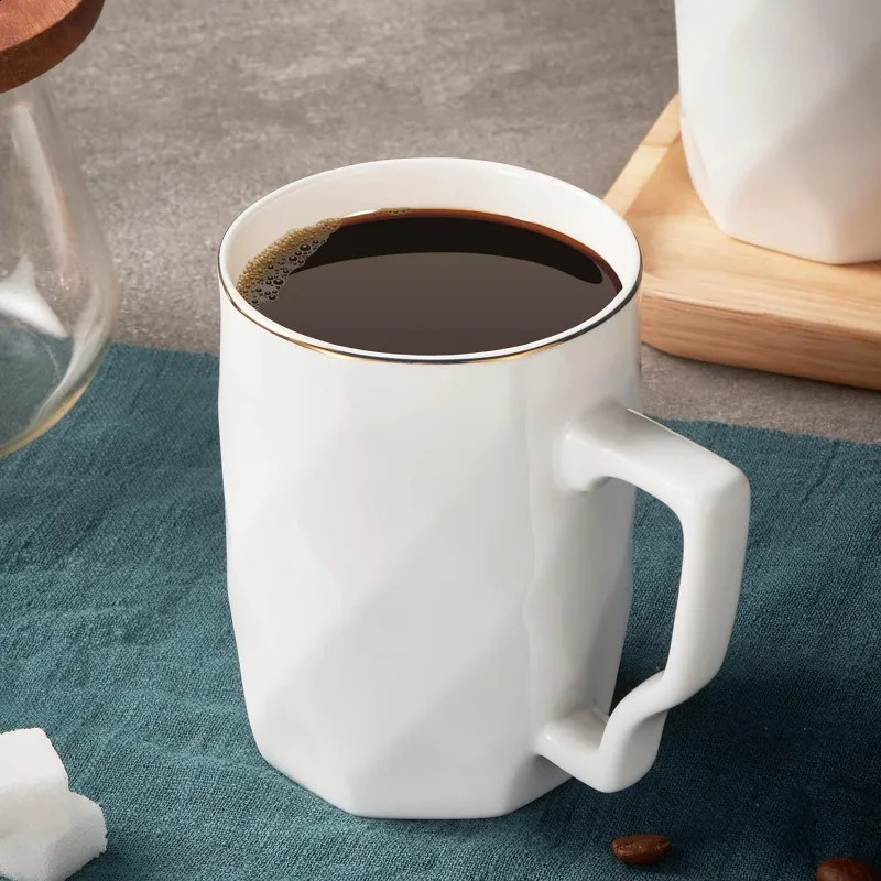 Кофтовые кружки кофейного фарфора 10 унций Espresso Cups Легкие фарфоровые белые керамические чая из 6 посудомоечной машины 240407