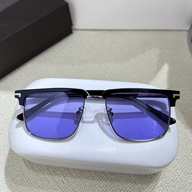 EU-AM HOT polarized sunglasses UV400 retro-vintage eyebrow gradient glasses concise square semi-rim for mentitanium metal leg for prescription goggles fullset case