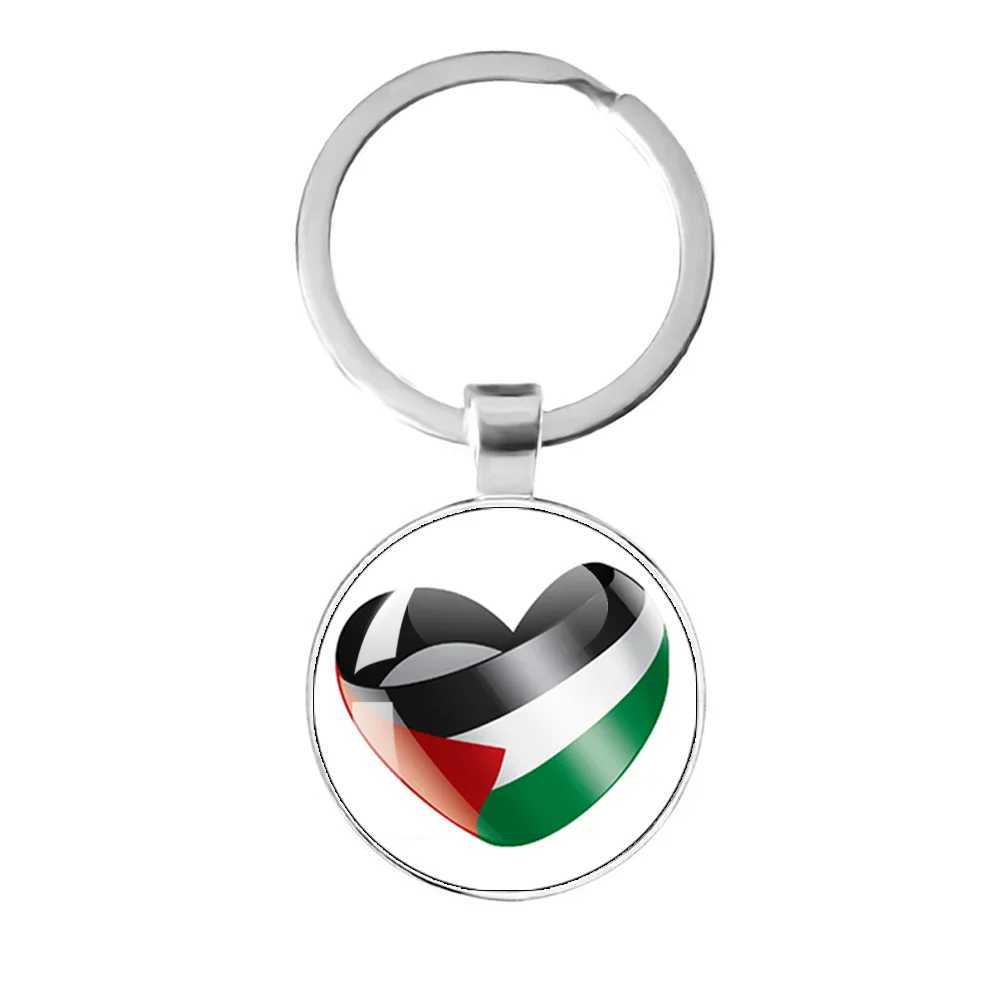 Chaços de chaves de arte personalizada Padrão de arte palestina emblema de 25 mm de vidro Capocan Keyring Jewelry Gift Q240403