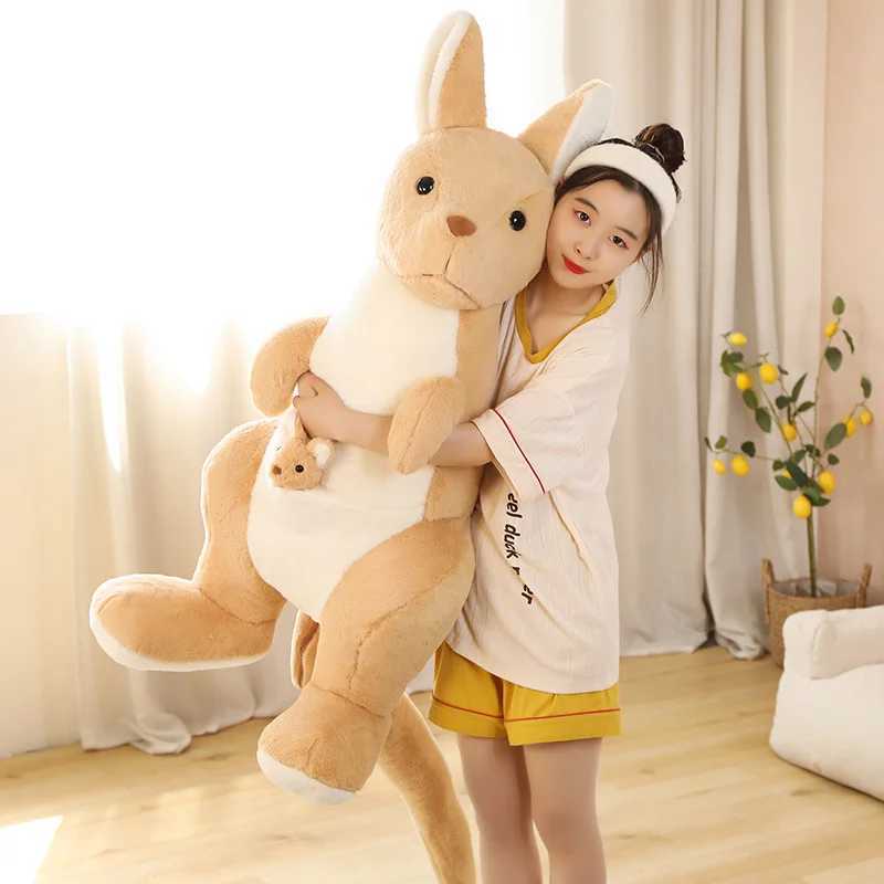 Movies TV Plush toy 60-150CM Giant Size Kangaroo Plush Toys Mom Stuffed Lifelike Animal Plush Doll Creative Pillow Home Decro Gift 240407