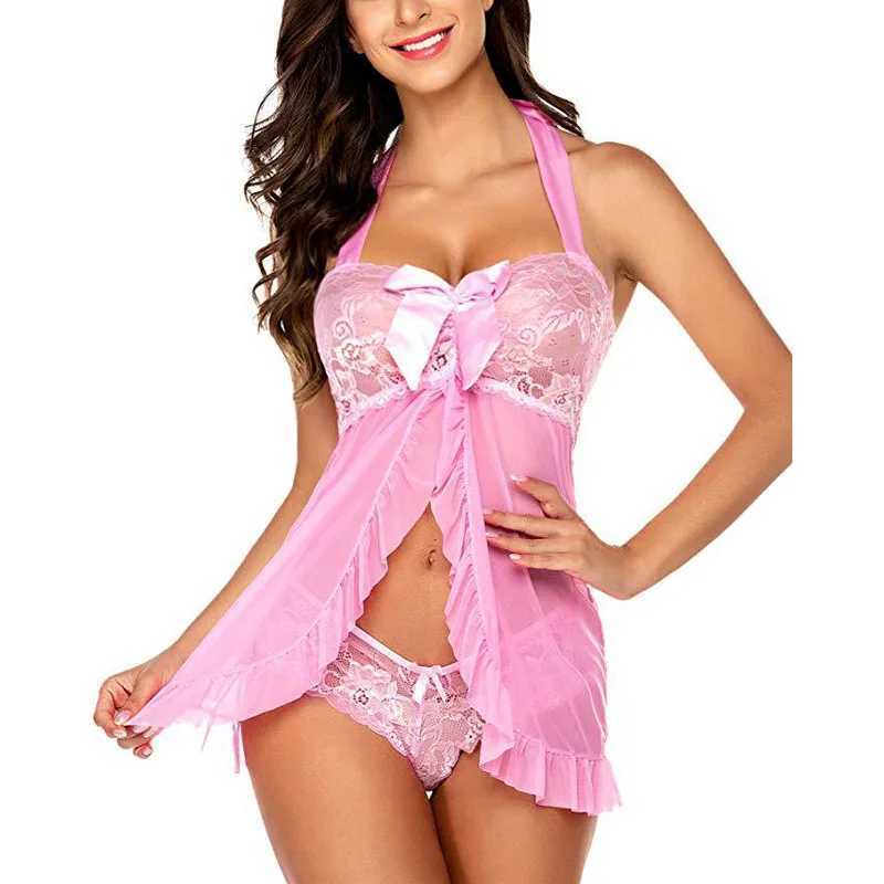 abbigliamento da casa sexy abito da notte a ciondolo sexy abito da donna del pigiama abito da notte rosa in pizzo rosa in pizzo biancheria biancheria intima mini abito da manichetta 2403l2403