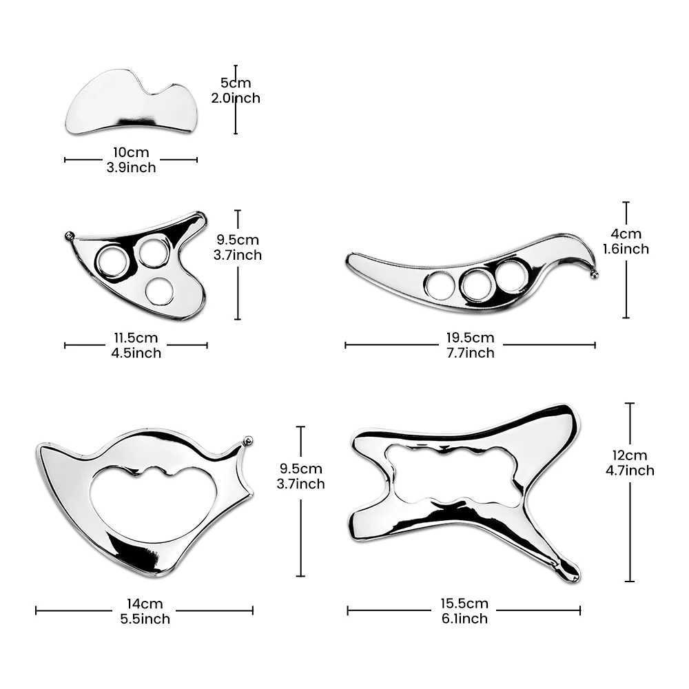 Massager completo Massager inossidabile in acciaio inossidabile Strumento di massaggio raschiatura iastm terapia la spalla del braccio gamba posteriore spalla del corpo corrotto di massaggio gua sha strumento 240407