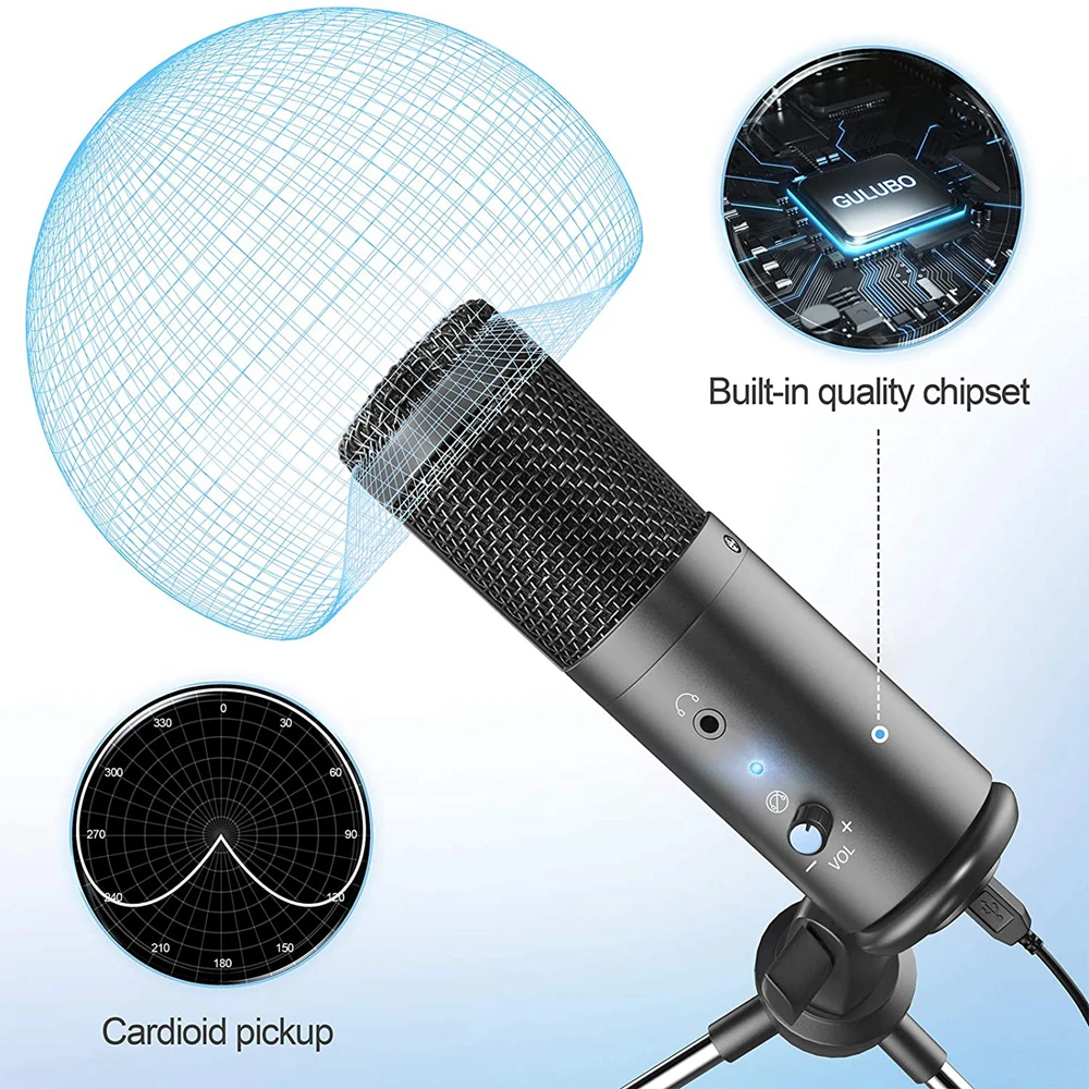 Microfoni USB Microfono Studio Professional Condenser Microfono PC Recording Streaming Gaming Video Karaoke Caning Mic