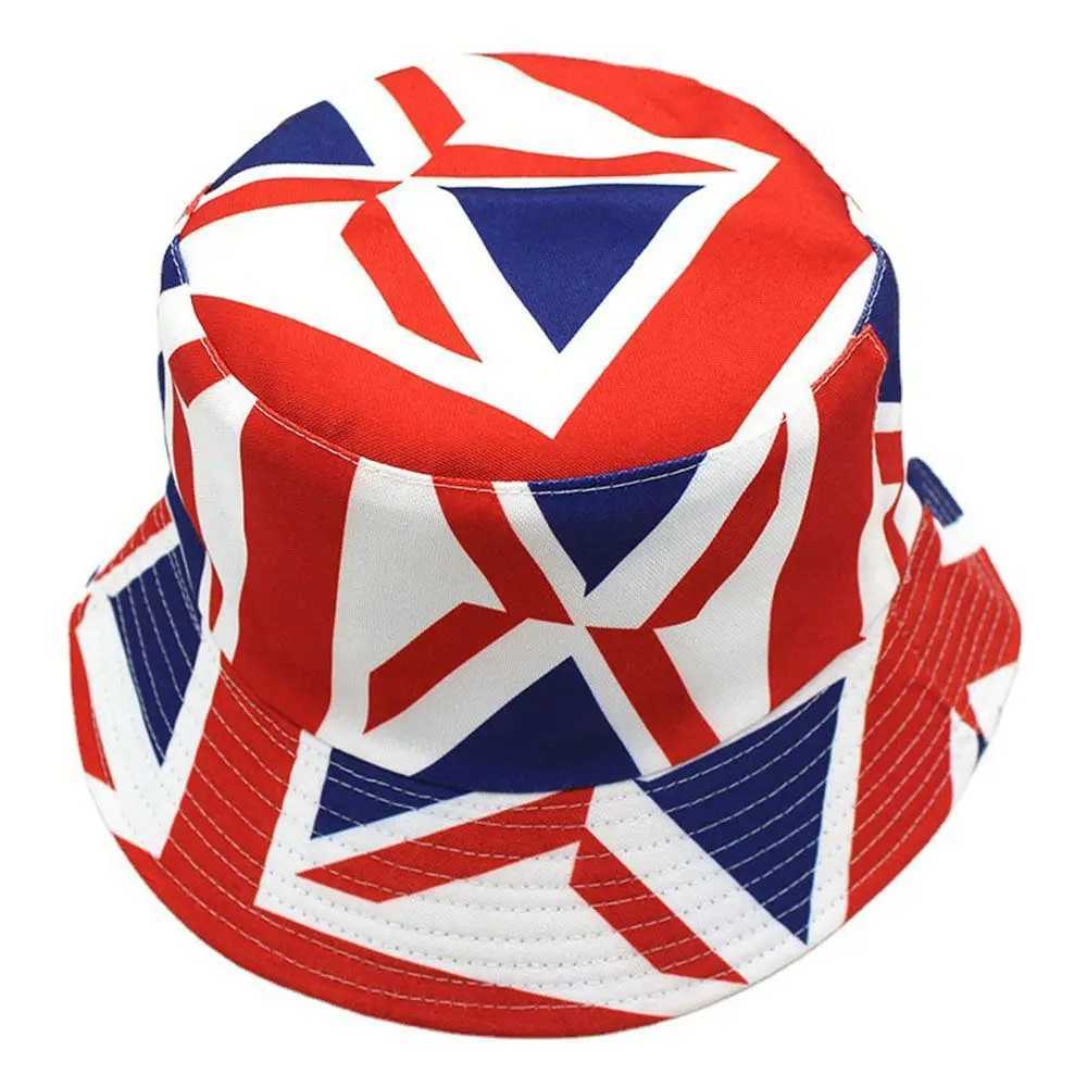 Wide Brim Hats Bucket Summer Flag Union Jack Double siadé Hat Womens Panama Outdoor pliing Sun Unisexe Hip Hop Q240403