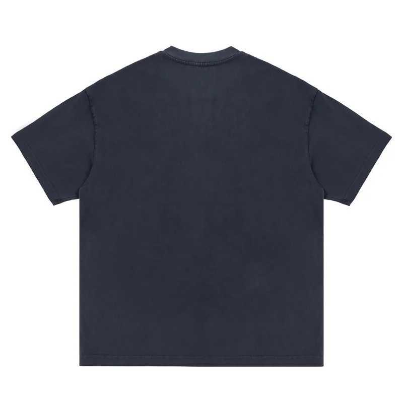 Men's T-Shirts High Street Saint Michael Black Washed T-shirt Best Quality 1 1 Print Mens Womens Tops Summer Oversized Tee J240402