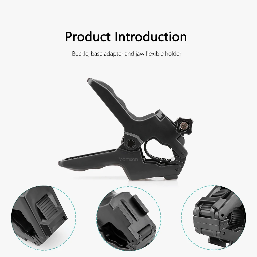 Kameralar GoPro Aksesuarları İçin Vamson Jaws Flex Clamp Montajı Gopro Kahraman için Ayarlanabilir Boyun 4 3+ 3 Yi VP516 için Xiaomi için SJ4000 için