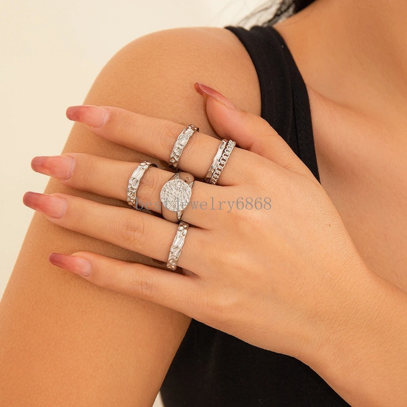 Vintage Geometric Adjustable Open Finger Rings for Women Wed Bridal C Shape Nail Ring Couple Jewelry Accessories